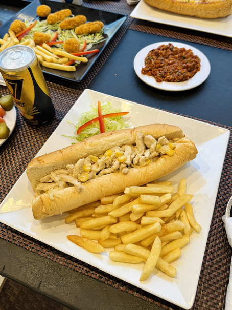 Chicken with corn sandwich